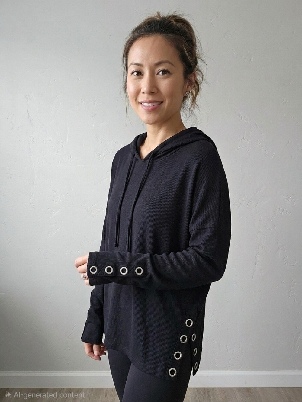 Chaser Ribbed Side & Sleeve Grommet Hooded Pullover NWOT Sz Small